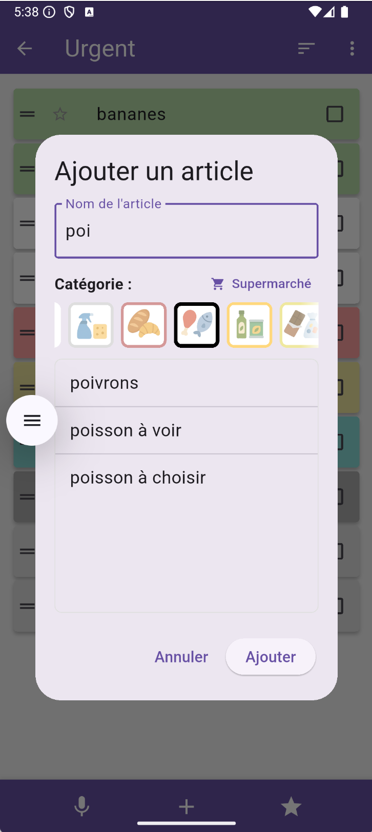 Suggestions intelligentes