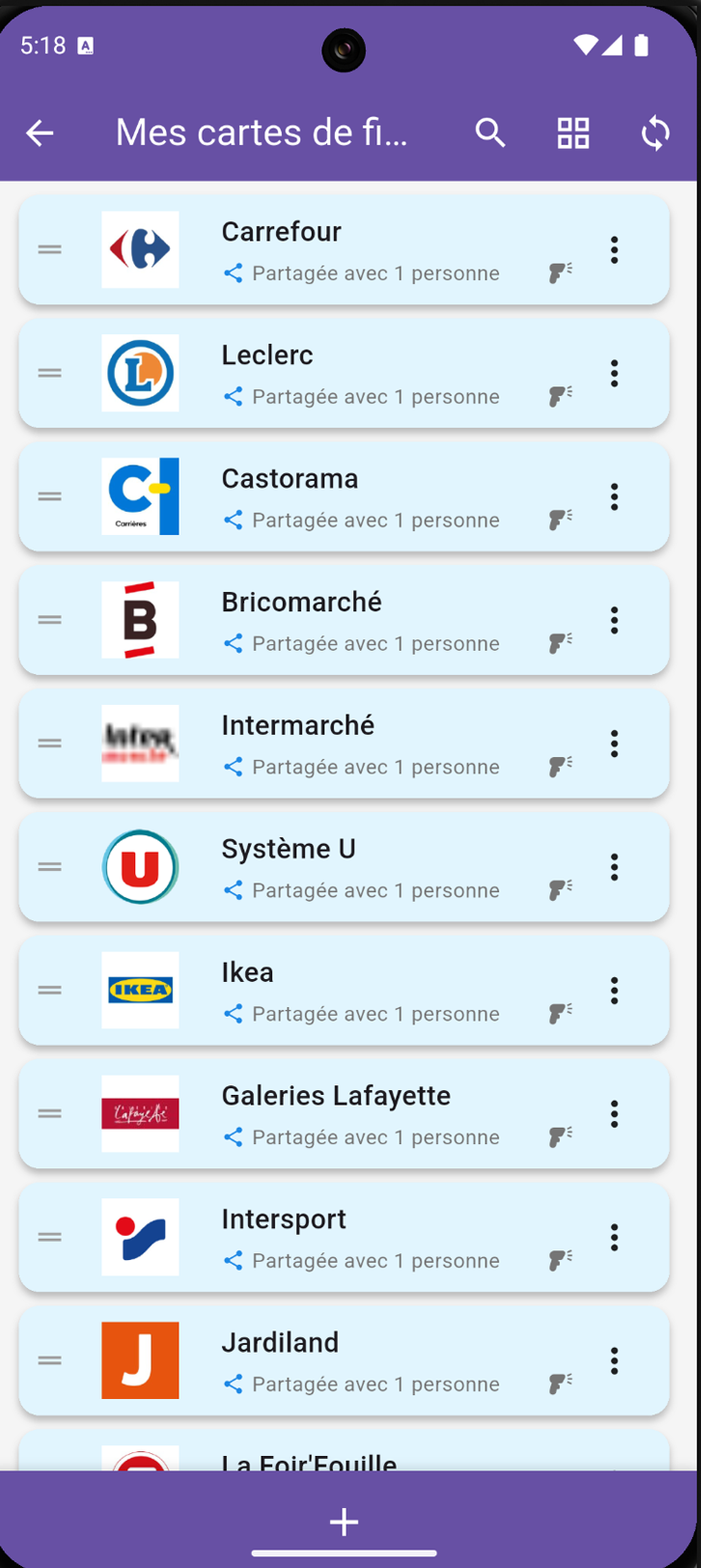 Cartes de fidélité